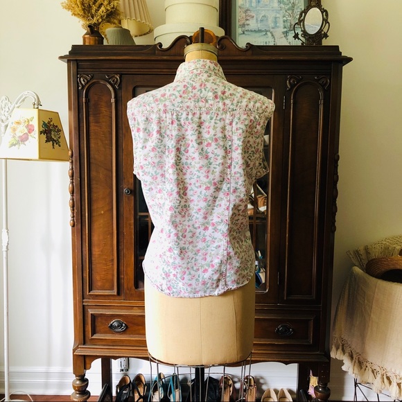 VINTAGE 90s Floral sleeveless top - Picture 6 of 11